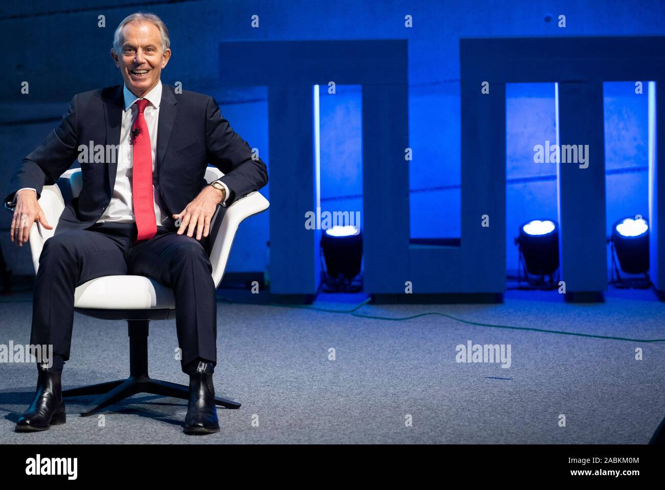 Tony Blair, ehemaliger Premierminister von Großbritannien, spricht über die britische Perspektive der Brexit auf der Münchener Sicherheitskonferenz im Audimax der Technischen Universität München (TUM). [Automatisierte Übersetzung] Stockfoto
