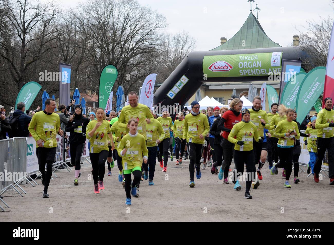 Die Teilnehmer der Organspende laufen durch den Englischen Garten. [Automatisierte Übersetzung] Stockfoto