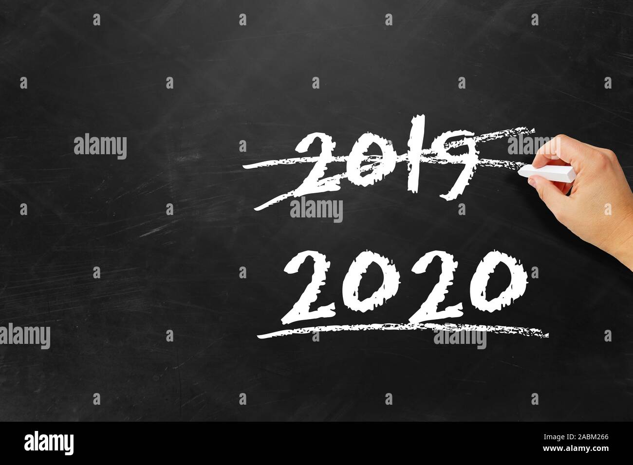 Abbrechen, um das alte Jahr 2019 und begrüßen das neue Jahr 2020 Stockfoto