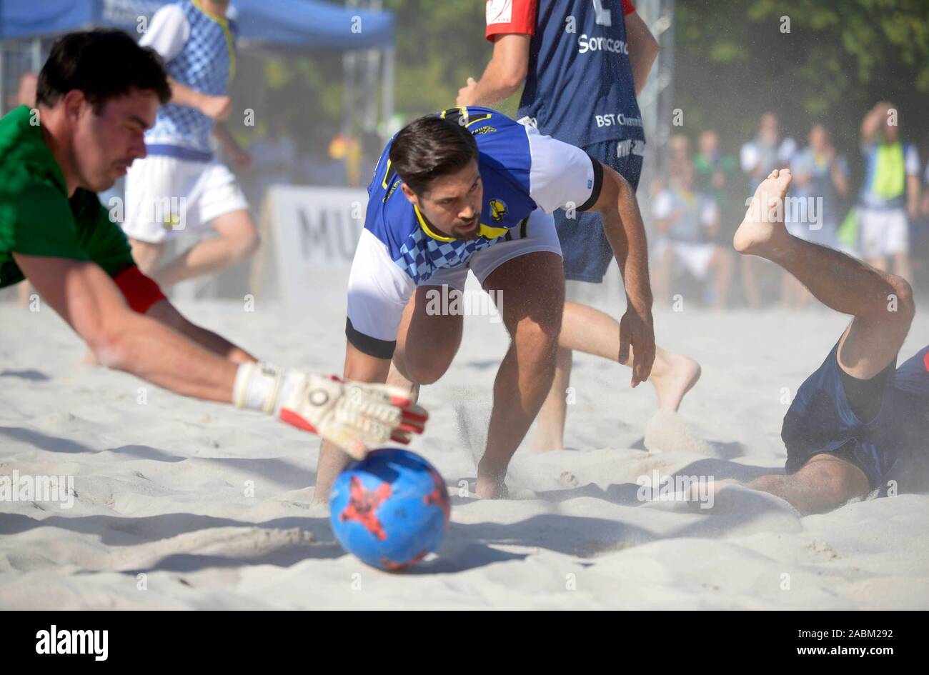 Beachsoccer abschließenden Tag der deutschen Fußball-Bundesliga an der Münchner Beach Resort auf der Regattastrecke Oberschleißheim. [Automatisierte Übersetzung] Stockfoto