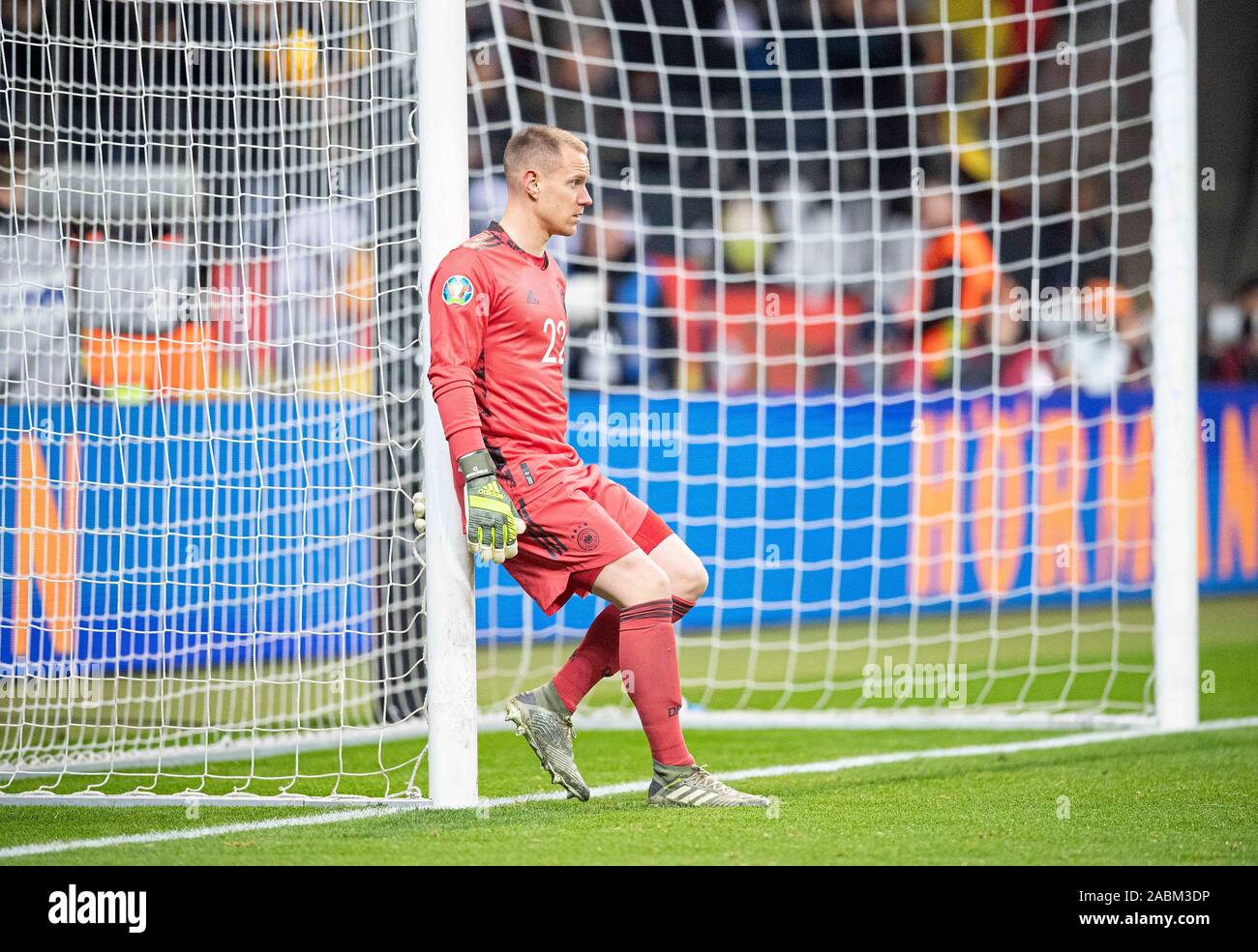 Torwart Treber - Andre TER STEGEN (GER), erstreckt sich am Torpfosten beim spielen Fussball Laenderspiel, EM-Qualifikation, Gruppe C, Deutschland (GER) - Nordirland (NIR) 6:1, am 19/11/2019 in Frankfurt/Deutschland. € | Nutzung weltweit Stockfoto