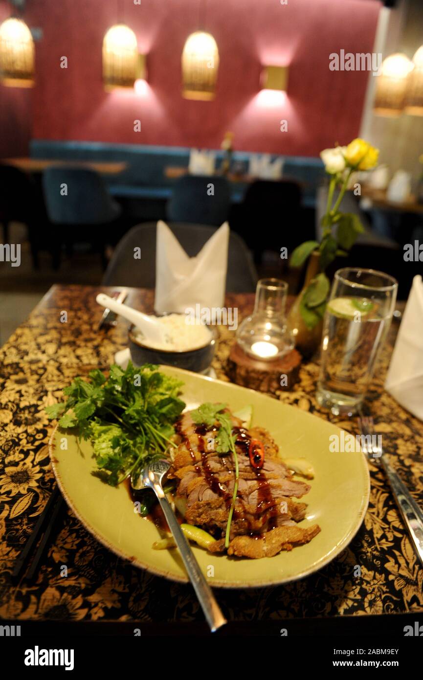 Speisen Sie im vietnamesischen Restaurant "annam Grill' an der  Waltherstraße 30 in der Isarvorstadt. [Automatisierte Übersetzung]  Stockfotografie - Alamy