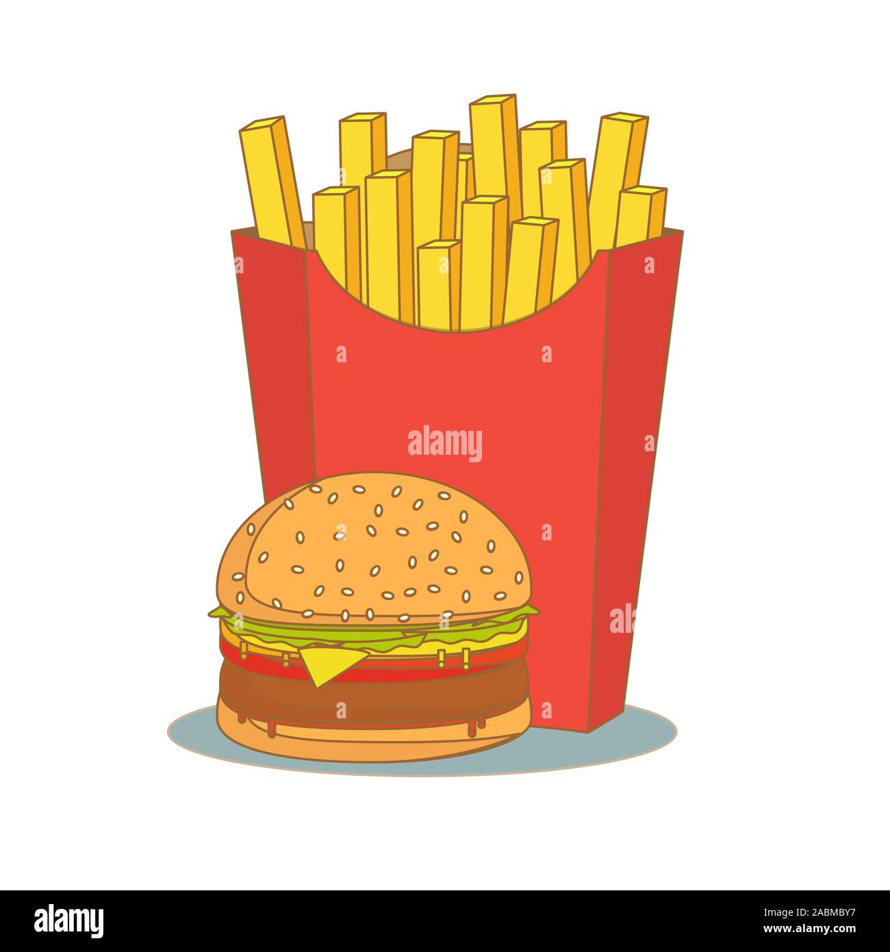 Pommes frites und Hamburger. Fast food Menü Stock Vektor