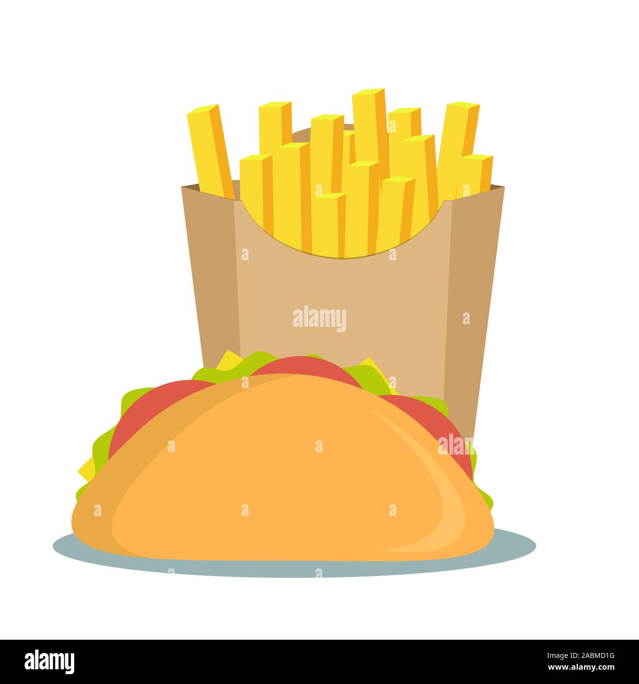 Pommes frites und Sandwich. Fast food Menü Stock Vektor