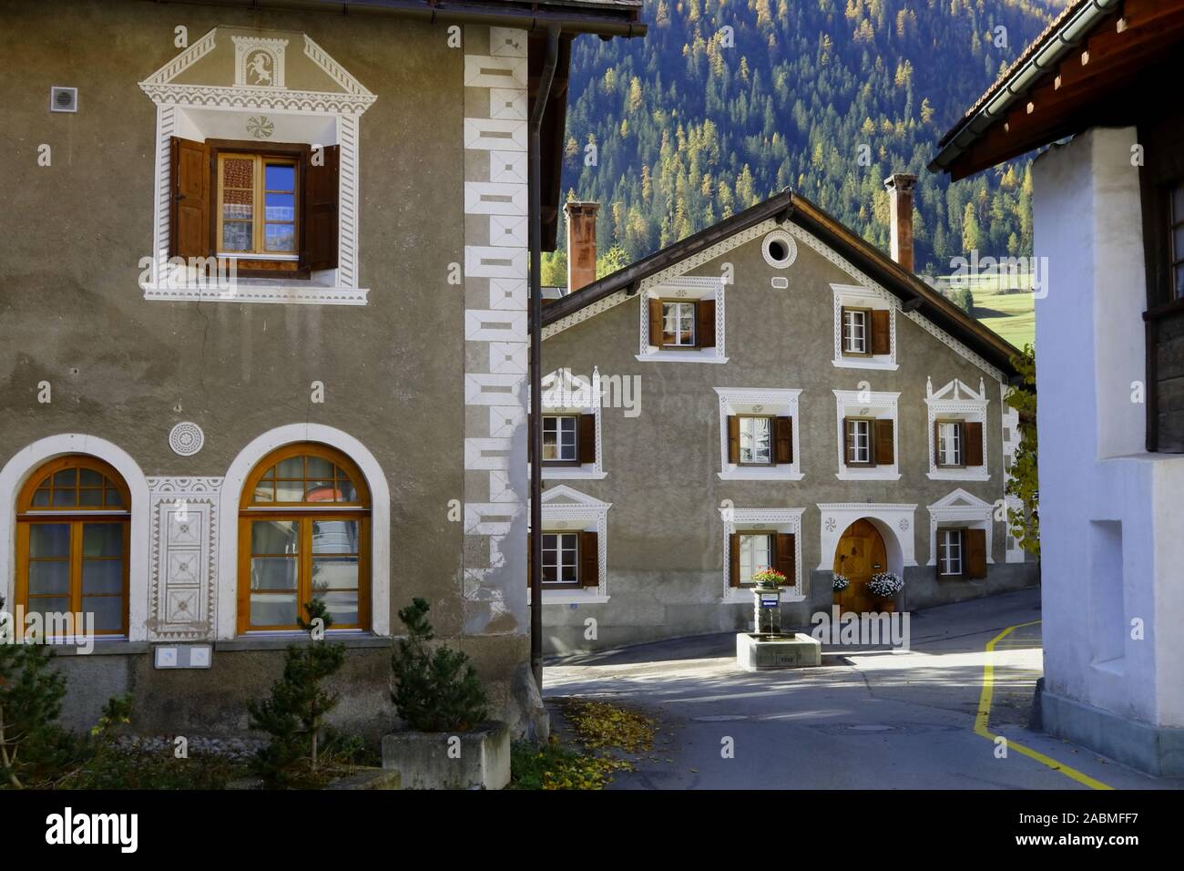 Bergün/Bravuogn im Albulatal Stockfoto