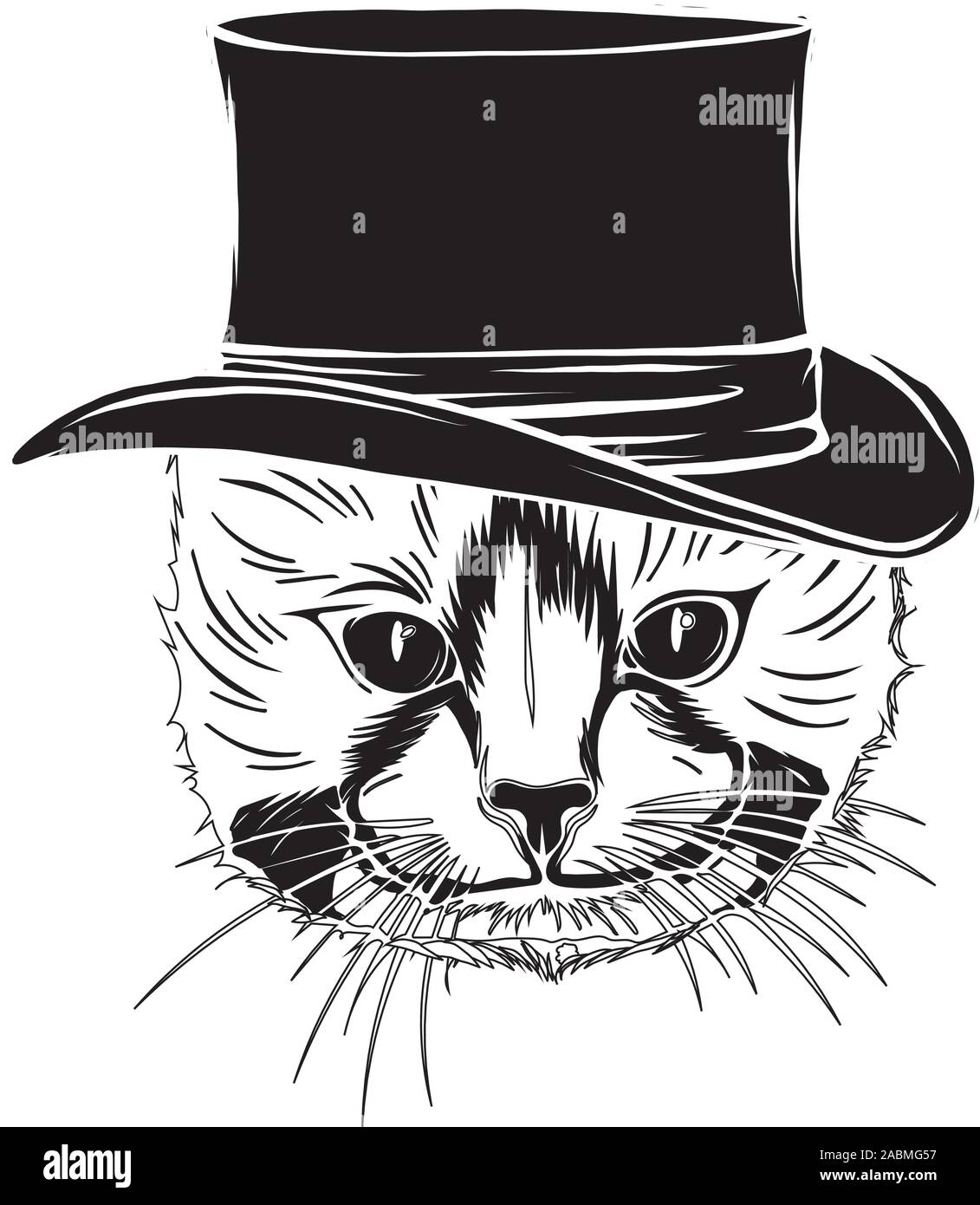 Vektor lustig Britische Katze Hipster in der grauen Hut, Brille und bowtie Stock Vektor