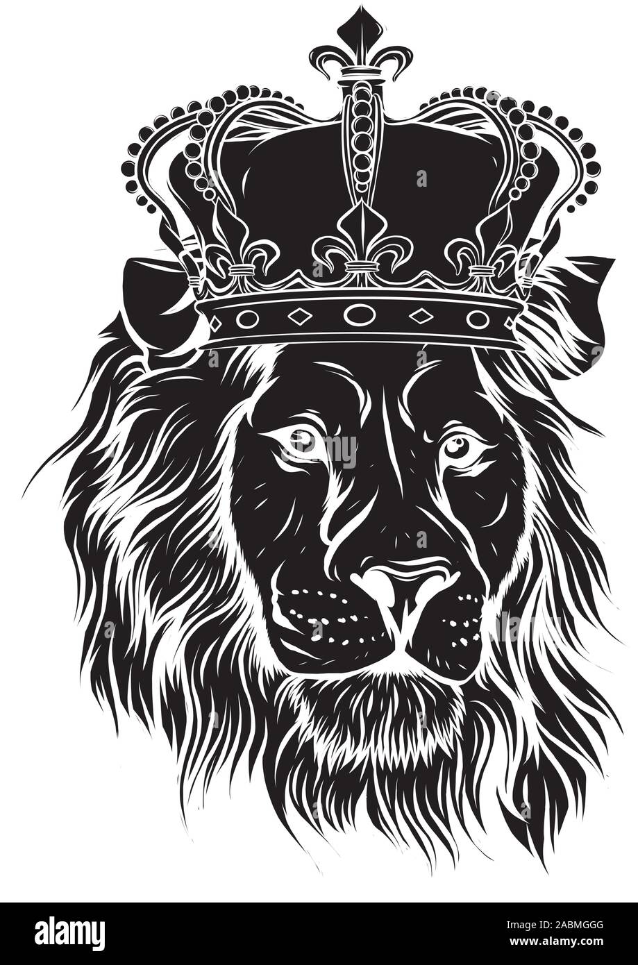 Lion's Head mit Krone für Ihr Design. Stock Vektor