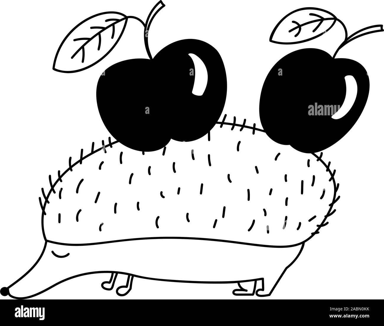 Cute cartoon doodle Igel. Kinder Logo Vektor isoliert auf weißem Hintergrund. outline schwarz-weiß Illustration, Design Element Stock Vektor