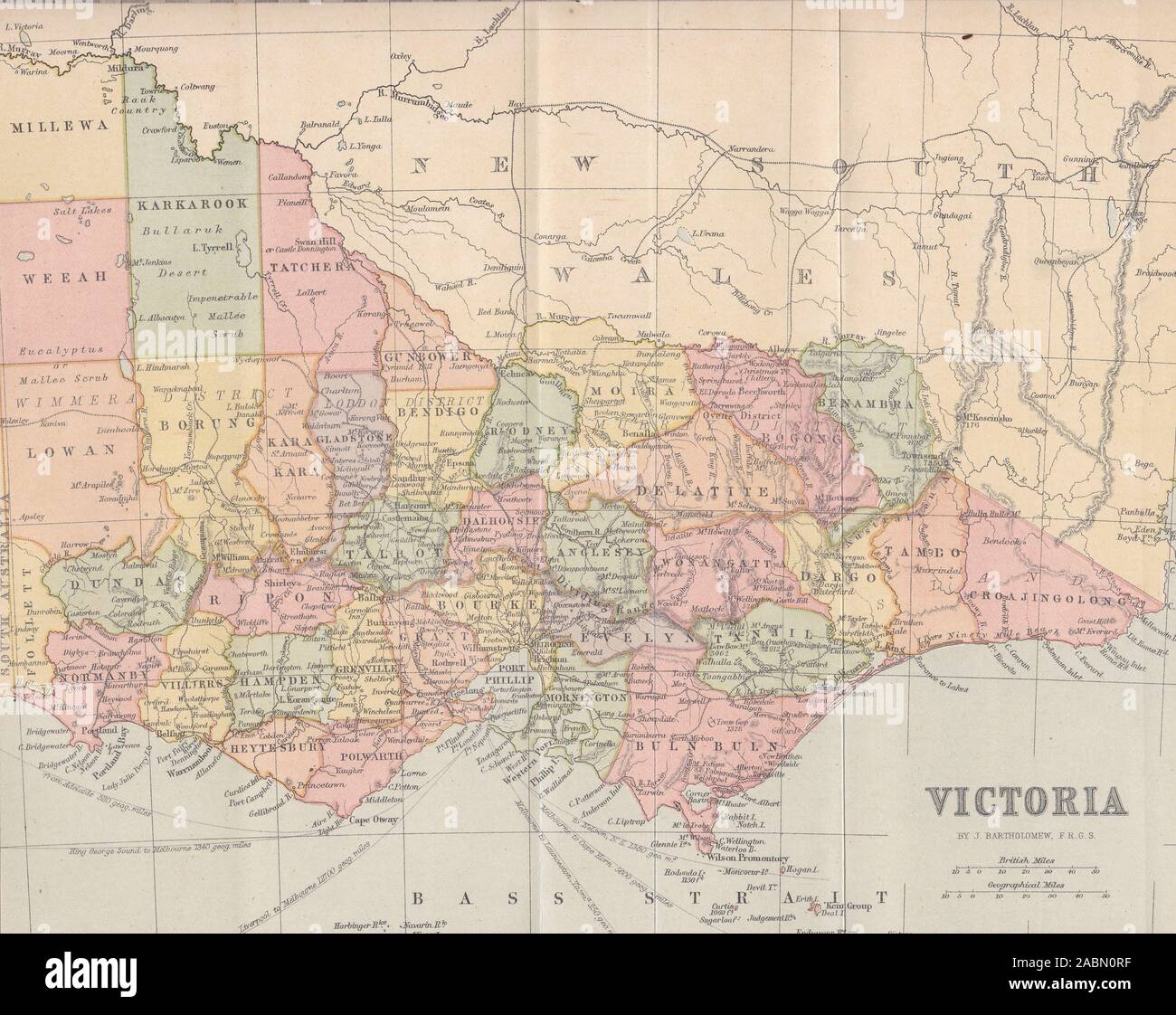 1800 Karte von Victoria Stockfoto