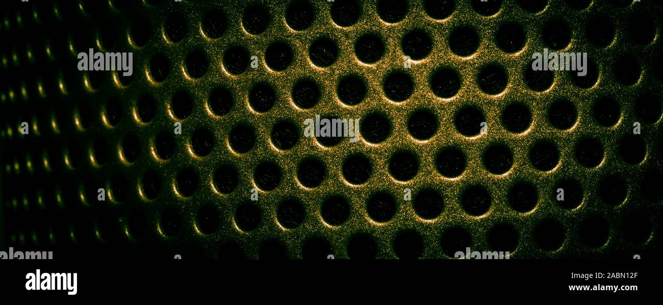 Technologie Hintergrund mit nahtloser Kreis perforierte carbon Lautsprecherabdeckung Textur für Internetseiten, Web User Interfaces Stockfoto