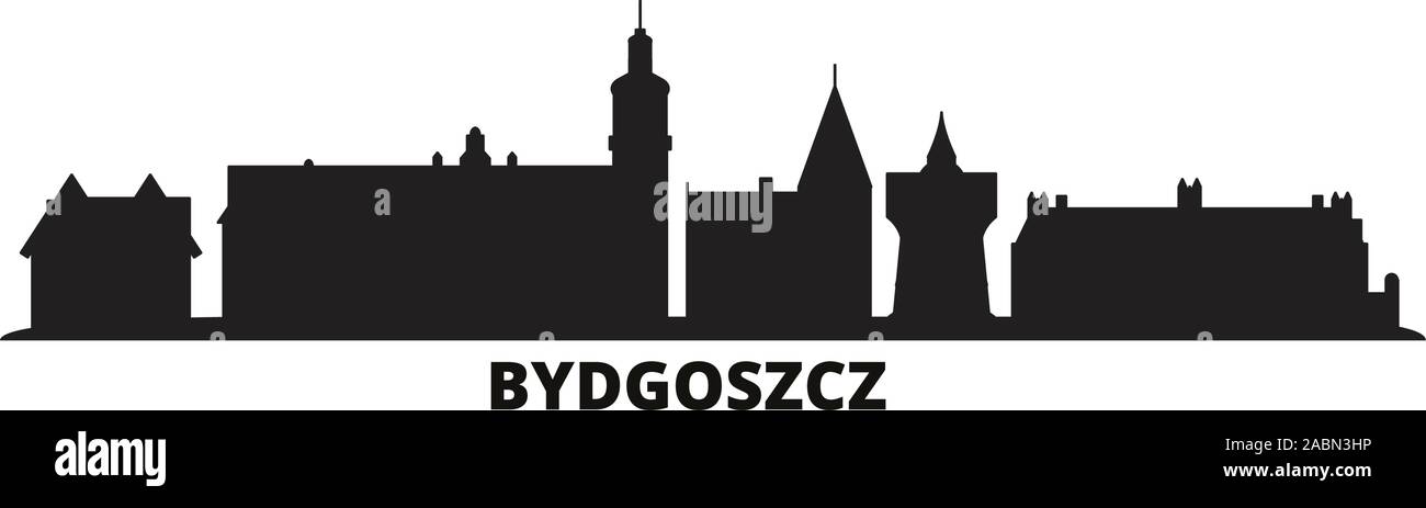 Polen, Bydgoszcz Skyline der Stadt isoliert Vector Illustration. Polen, Bydgoszcz fahre Stadtbild mit Referenzmarken Stock Vektor