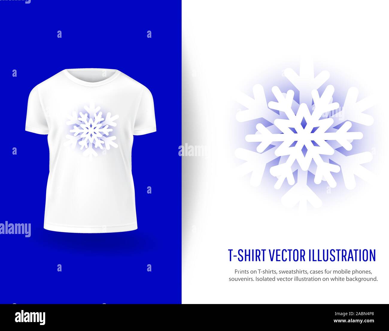 Mockup Vorlage für die Kleidung. Winter surround Schneeflocke T-Shirt drucken. Stock Vektor