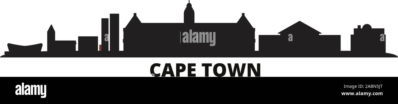 Südafrika, Kapstadt City Skyline isoliert Vector Illustration. Südafrika, Kapstadt reisen schwarz Stadtbild Stock Vektor