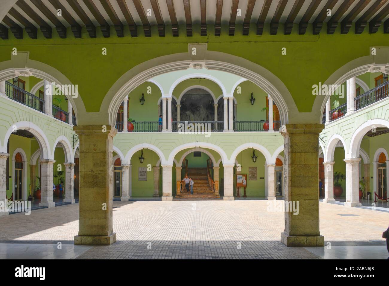 Gouverneurspalast, 'Palacio del Regierung", der Plaza de la Independencia, Merida, Yucatan, Mexiko Stockfoto