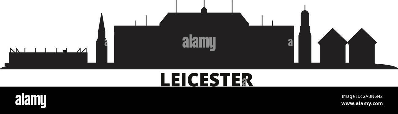 Vereinigtes Königreich, Leicester City Skyline isoliert Vector Illustration. Vereinigtes Königreich, Leicester reisen schwarz Stadtbild Stock Vektor