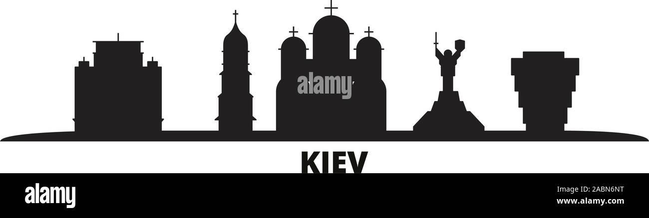 Ukraine, Kiew Skyline der Stadt isoliert Vector Illustration. Ukraine, Kiew reisen schwarz Stadtbild Stock Vektor