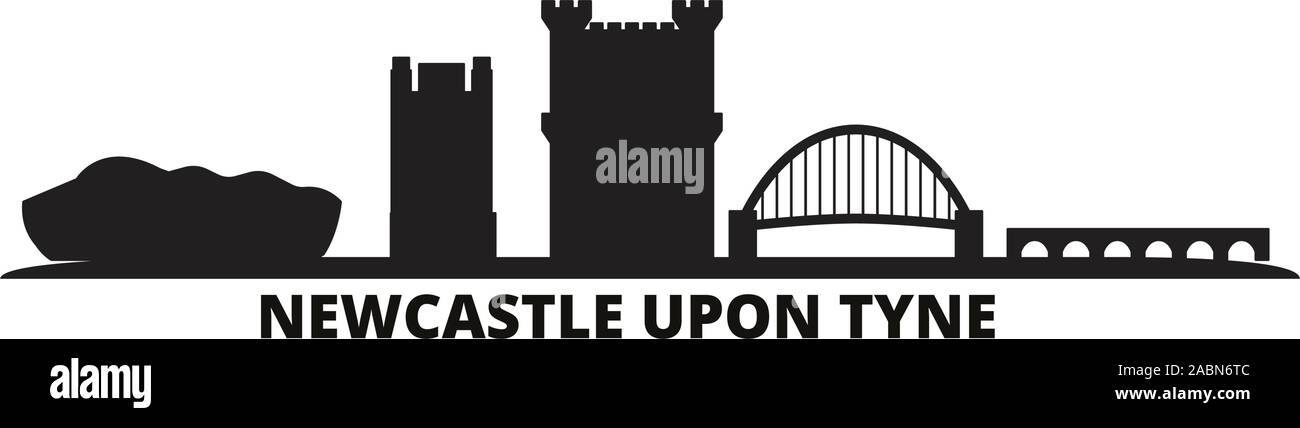 Vereinigtes Königreich, Newcastle Upon Tyne Skyline der Stadt isoliert Vector Illustration. Vereinigtes Königreich, Newcastle Upon Tyne reisen Stadtbild mit Referenzmarken Stock Vektor