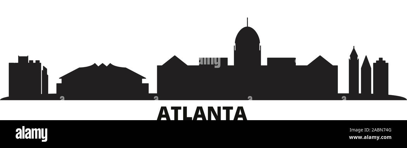 United States, Atlanta Skyline der Stadt isoliert Vector Illustration. United States, Atlanta reisen schwarz Stadtbild Stock Vektor