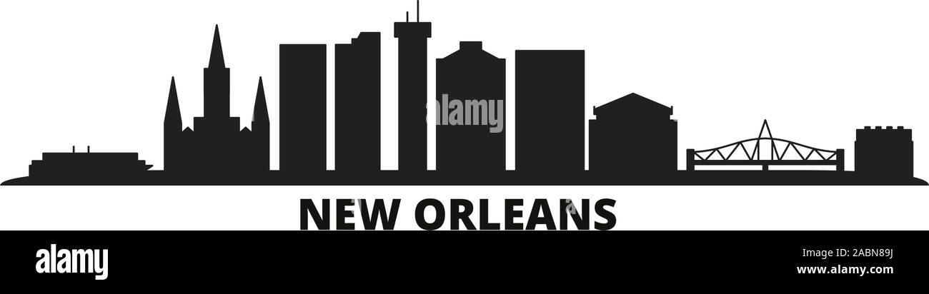 Usa, New Orleans Skyline der Stadt isoliert Vector Illustration. Usa, New Orleans Reise schwarz Stadtbild Stock Vektor