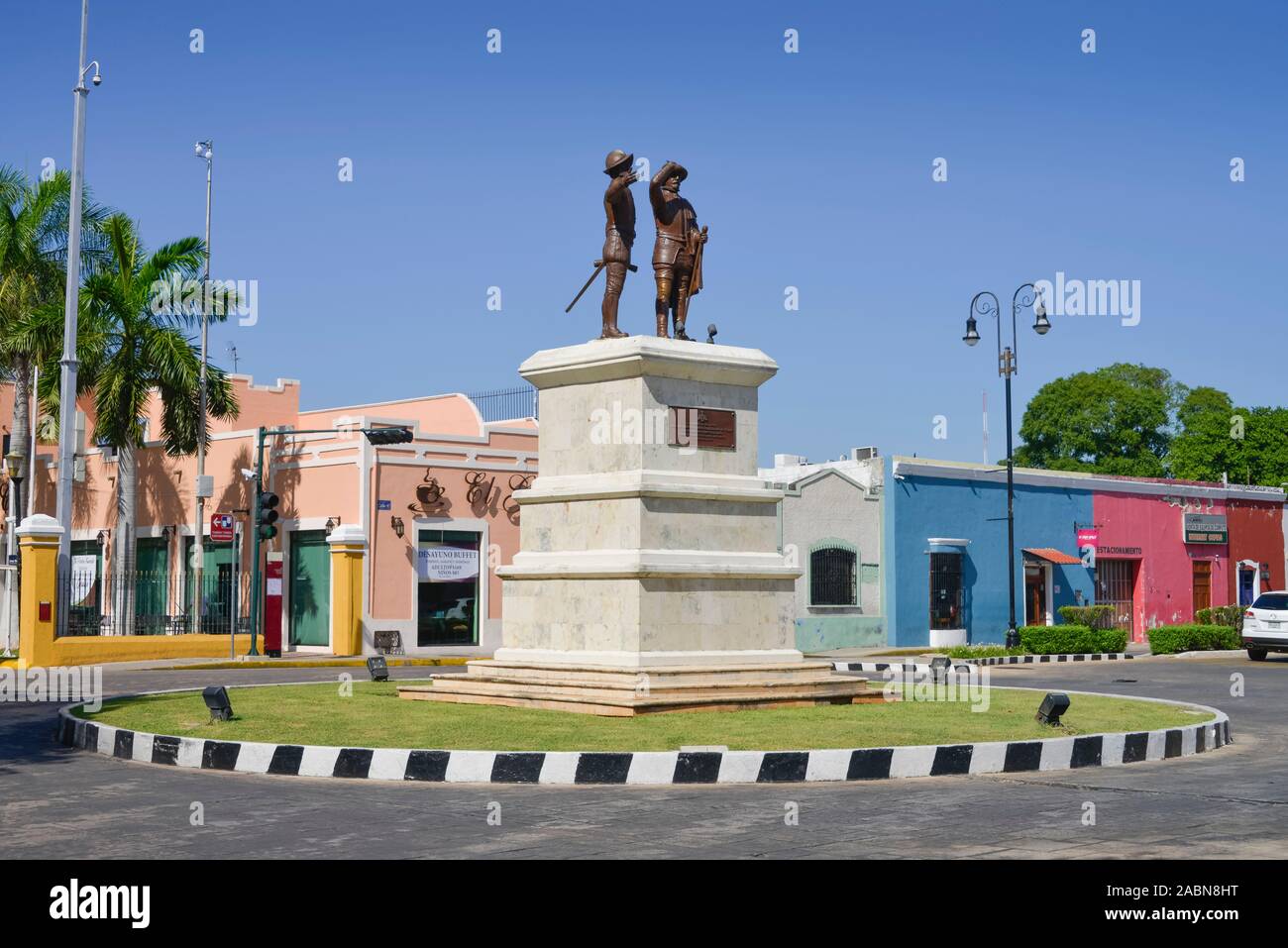Denkmal Francisco de Montejo y Leon, Paseo Montejo, Merida, Yucatan, Mexiko Stockfoto