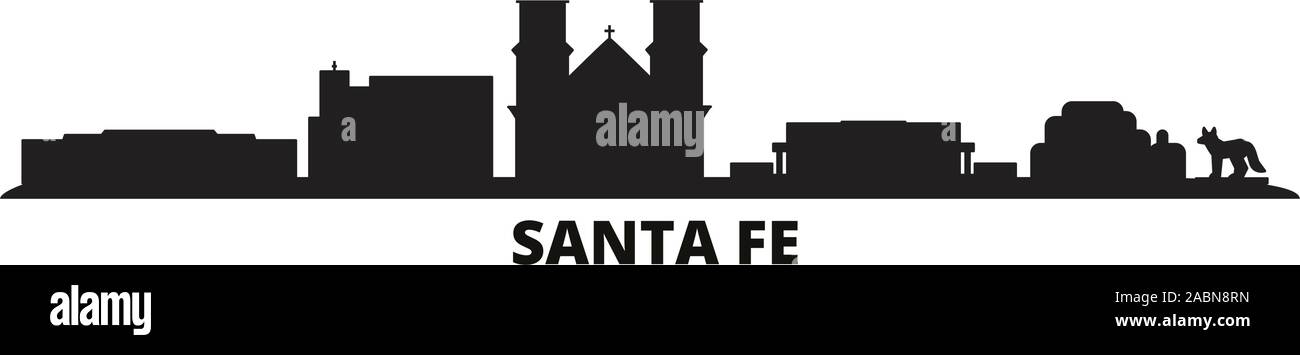 United States, Santa Fe Skyline der Stadt isoliert Vector Illustration. United States, Santa Fe reisen schwarz Stadtbild Stock Vektor