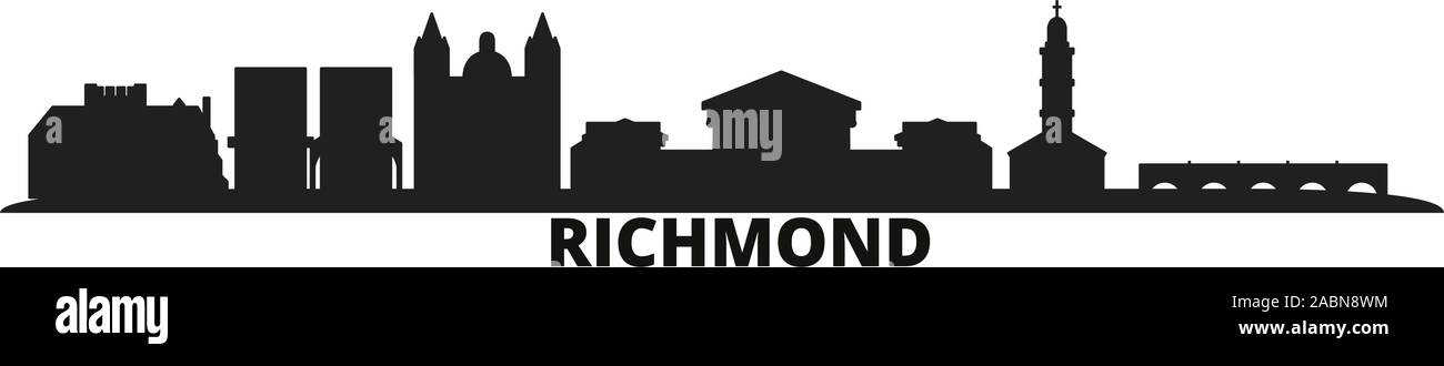 United States, Richmond Skyline der Stadt isoliert Vector Illustration. United States, Richmond reisen schwarz Stadtbild Stock Vektor