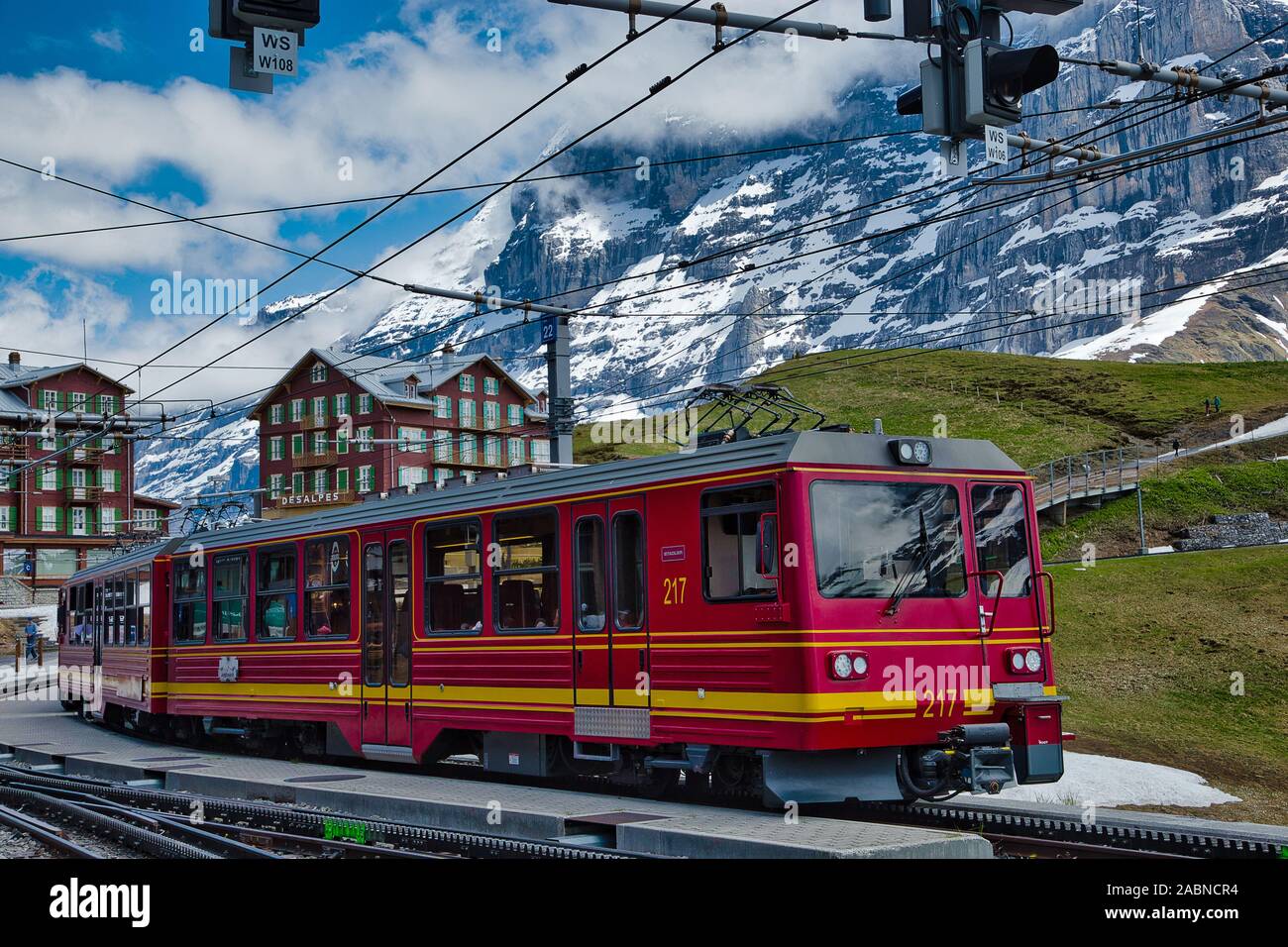 Zahnradbahn Zug Schweiz Stockfoto