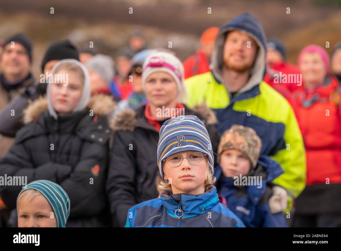 Menschen, die sich zu klettern, Mt Esja, Reykjavik, Island Stockfoto