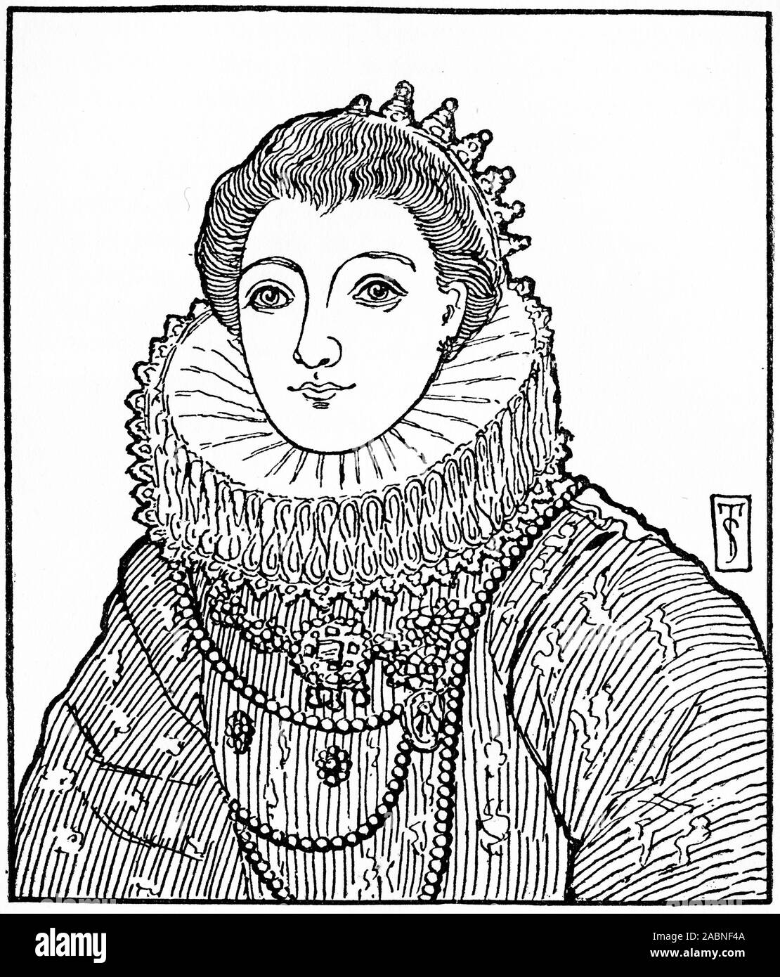 Graviert Portrait von Frau Anna Mackenzie (1621 - 1707) Schottischer Höfling und Memoirist, der Frau des ersten Grafen von Balcarres und die Mutter des Zweiten und Dritten. Nach ihrem ersten Ehemann starb, heiratete sie Archibald Campbell, 9. Earl of Argyll. Stockfoto