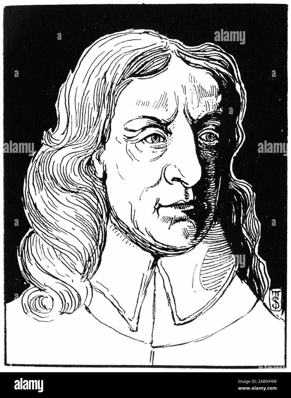 Graviert Portrait von Oliver Cromwell (1599 - 1658) englischer militärischen und politischen Führer. Er diente als Lord Protector des Commonwealth von England, Schottland und Irland von 1653 bis zu seinem Tod, der als Staatsoberhaupt und Regierungschef der neuen Republik. Stockfoto