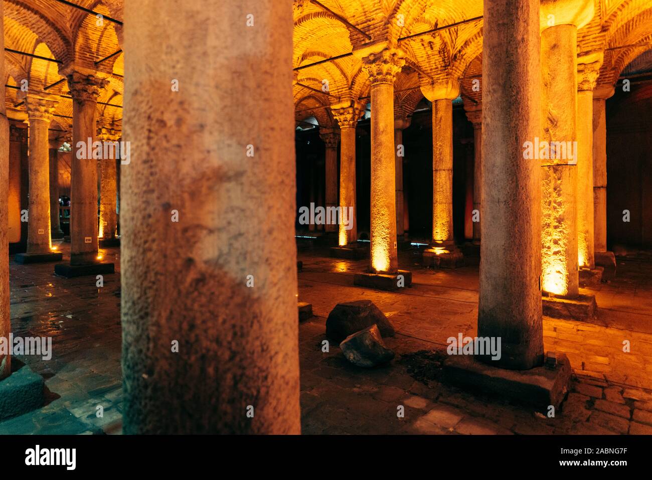 Yerebatan Zisterne oder die Basilika Zisterne, Versunkenen Palast, Sultanahmet, Istanbul. Türkei Stockfoto