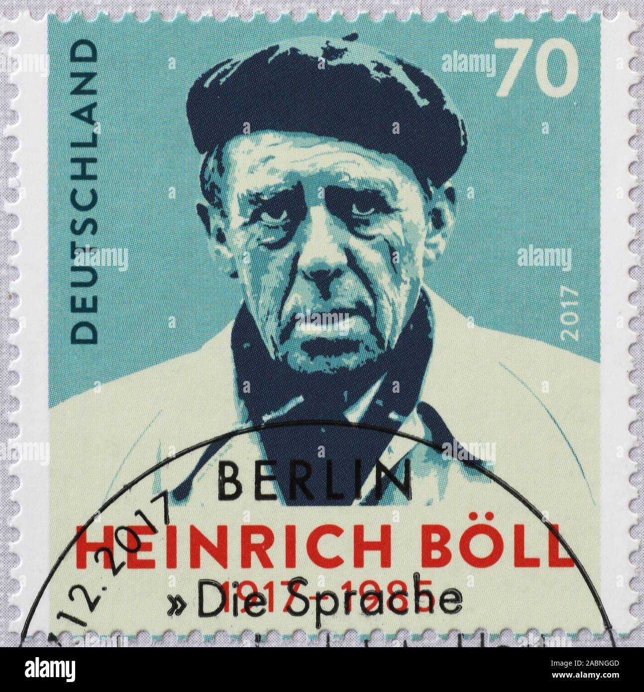 Portrait von Heinrich Böll auf deutschen Briefmarke Stockfoto