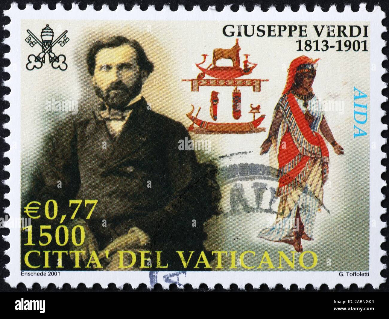 Porträt des italienischen Komponisten Giuseppe Verdi auf Briefmarke Stockfoto