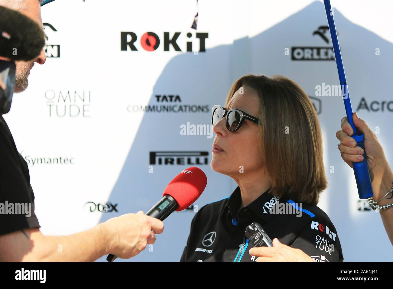 Abu Dhabi, VAE. 28. November 2019, Yas Marina Circuit, Abu Dhabi, Vereinigte Arabische Emirate; Formel 1 Abu Dhabi Grand Prix, Ankunft Tag; Claire Williams, Stellvertretender Teamchef der ROKiT Williams Racing - Redaktionelle Verwendung Credit: Aktion Plus Sport Bilder/Alamy leben Nachrichten Stockfoto