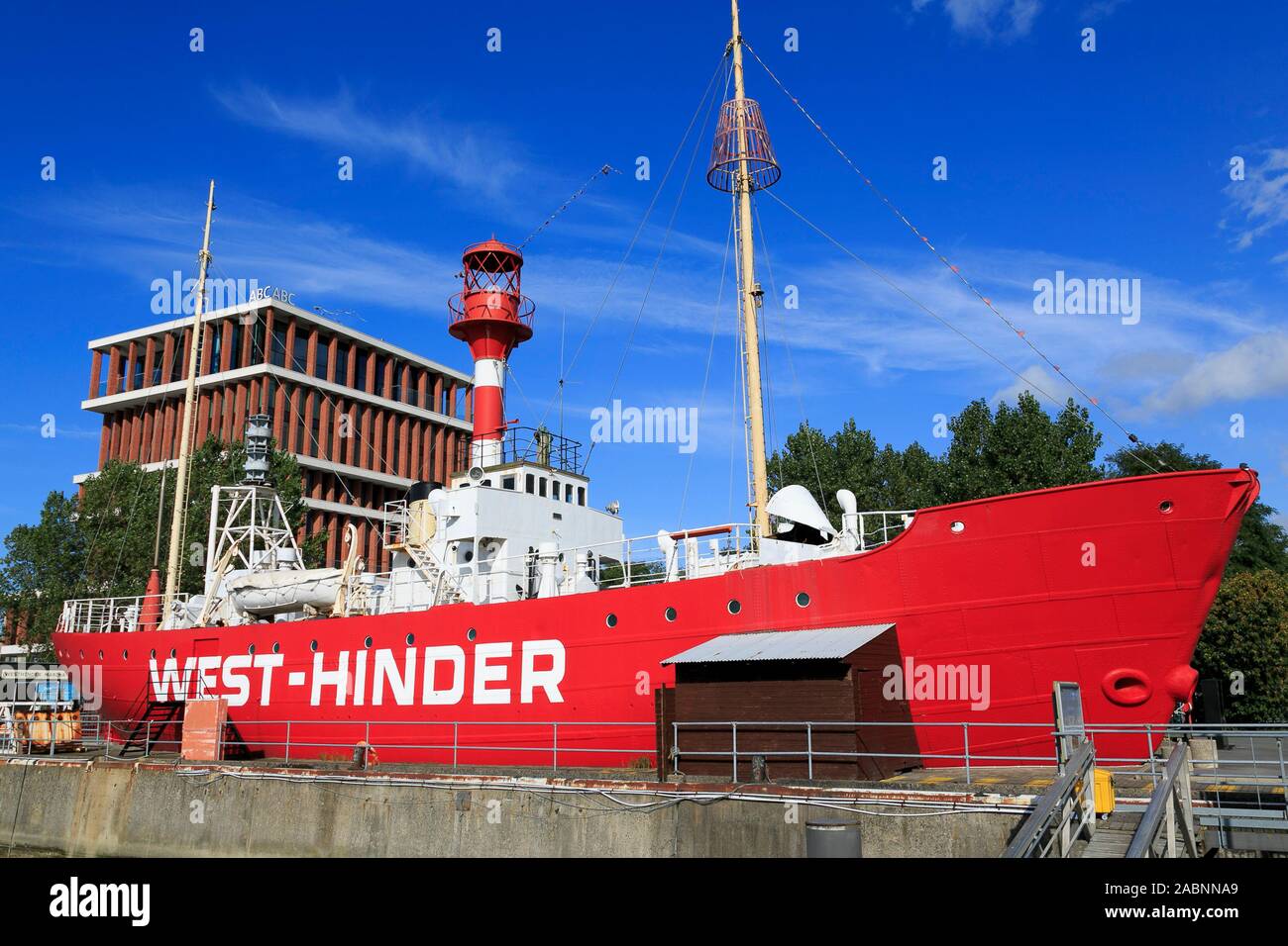 Feuerschiffes West-Hinder, Hafen von Zeebrugge, Flandern, Belgien Stockfoto