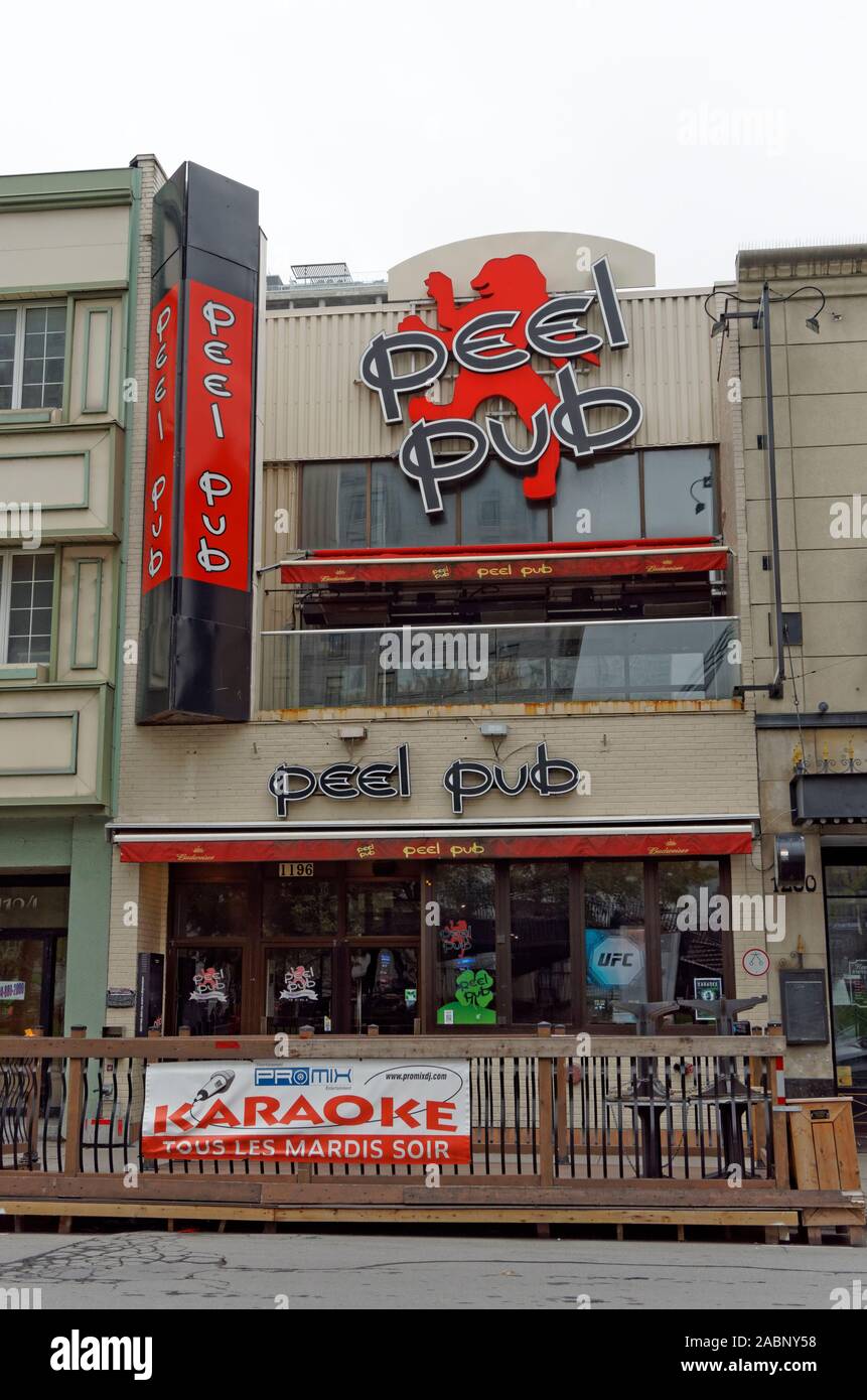 Die Peel Pub auf Peel Street in der Innenstadt von Montreal, Quebec, Kanada Stockfoto