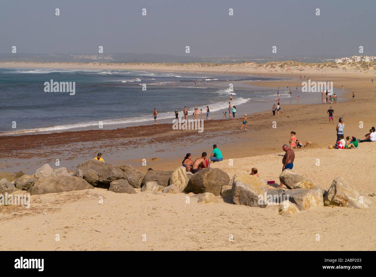 Gamboa Strand in Peniche Portugal Stockfoto