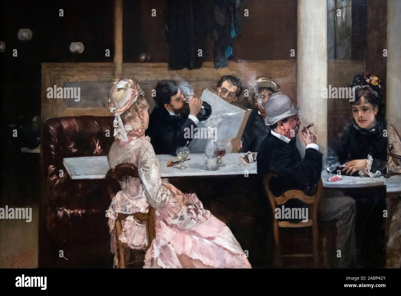 Café Szene in Paris von Henri Gervex (1852-1929), Öl auf Leinwand, 1877 Stockfoto