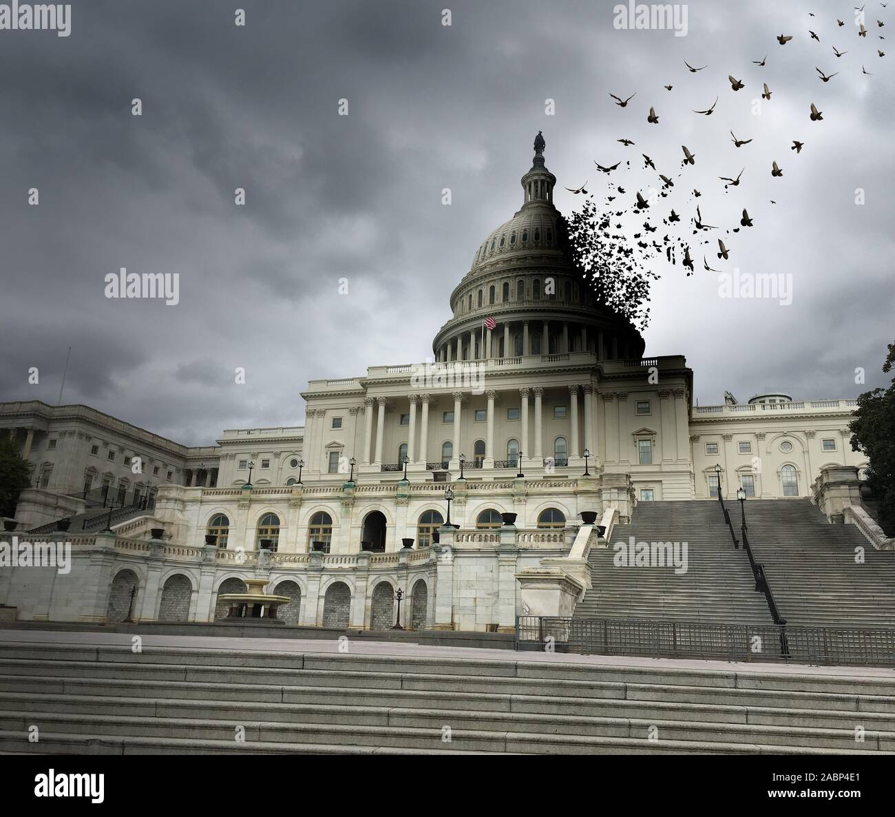 Regierung in Washington ablehnen oder rückläufigen Congress und die Vereinigten Staaten das Vertrauen der Öffentlichkeit zu politischen Konzept oder eine anonyme Quelle Symbol. Stockfoto