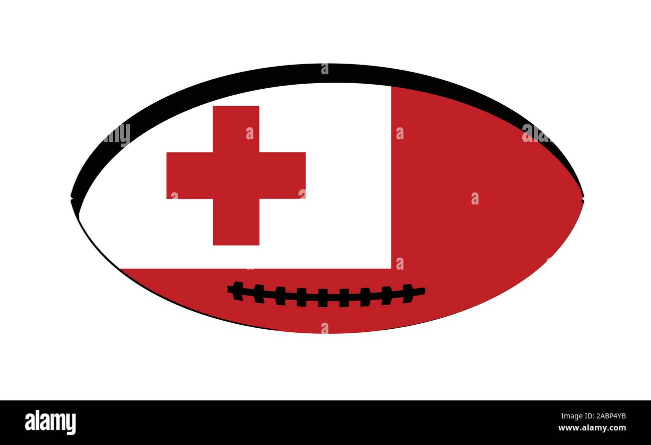Flagge Tonga Einfügung in eine typische rugby ball oval Stock Vektor