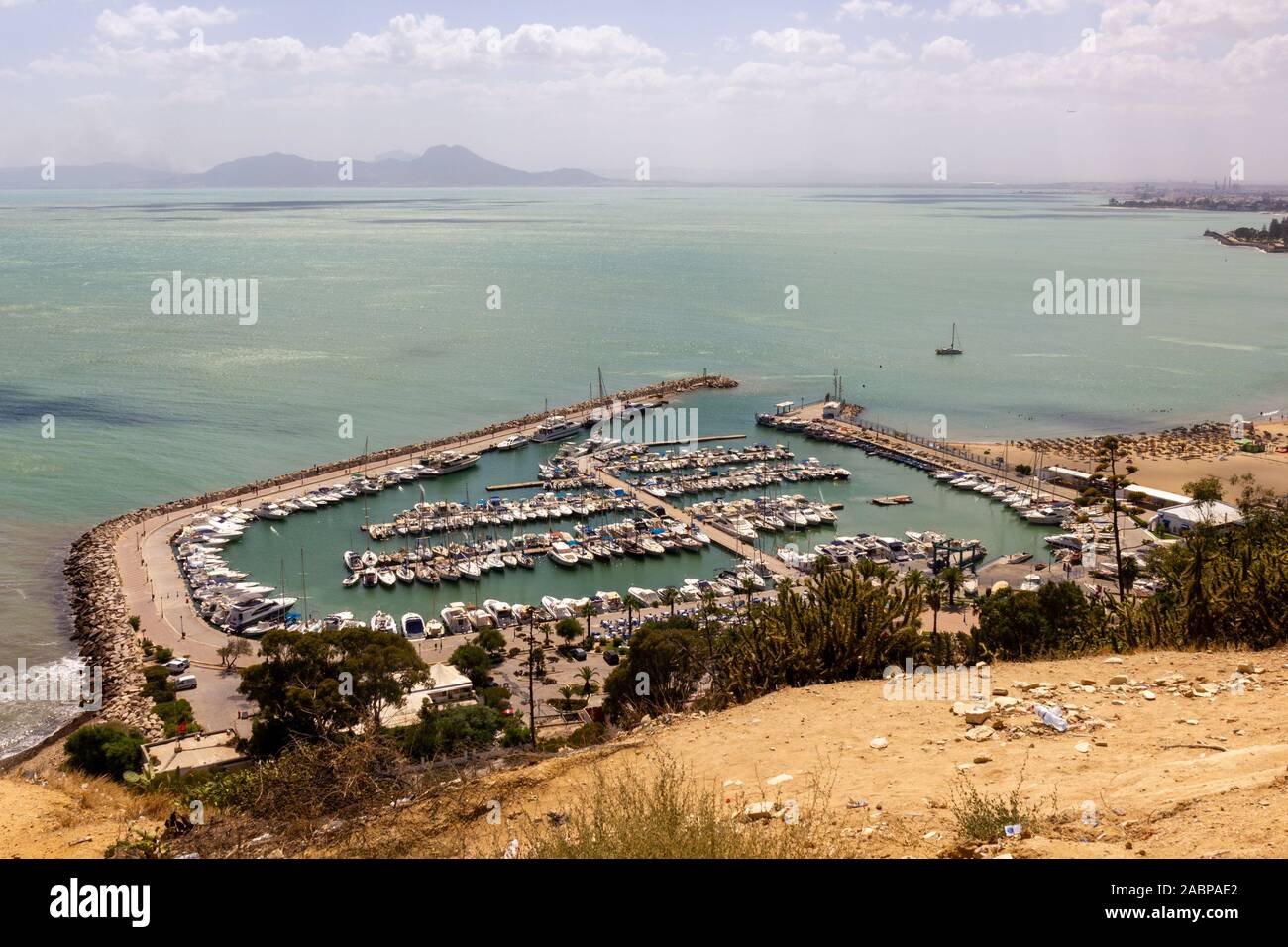 Port für private Yachten in der Stadt von Sidi Bou Said, Tunesien Stockfoto