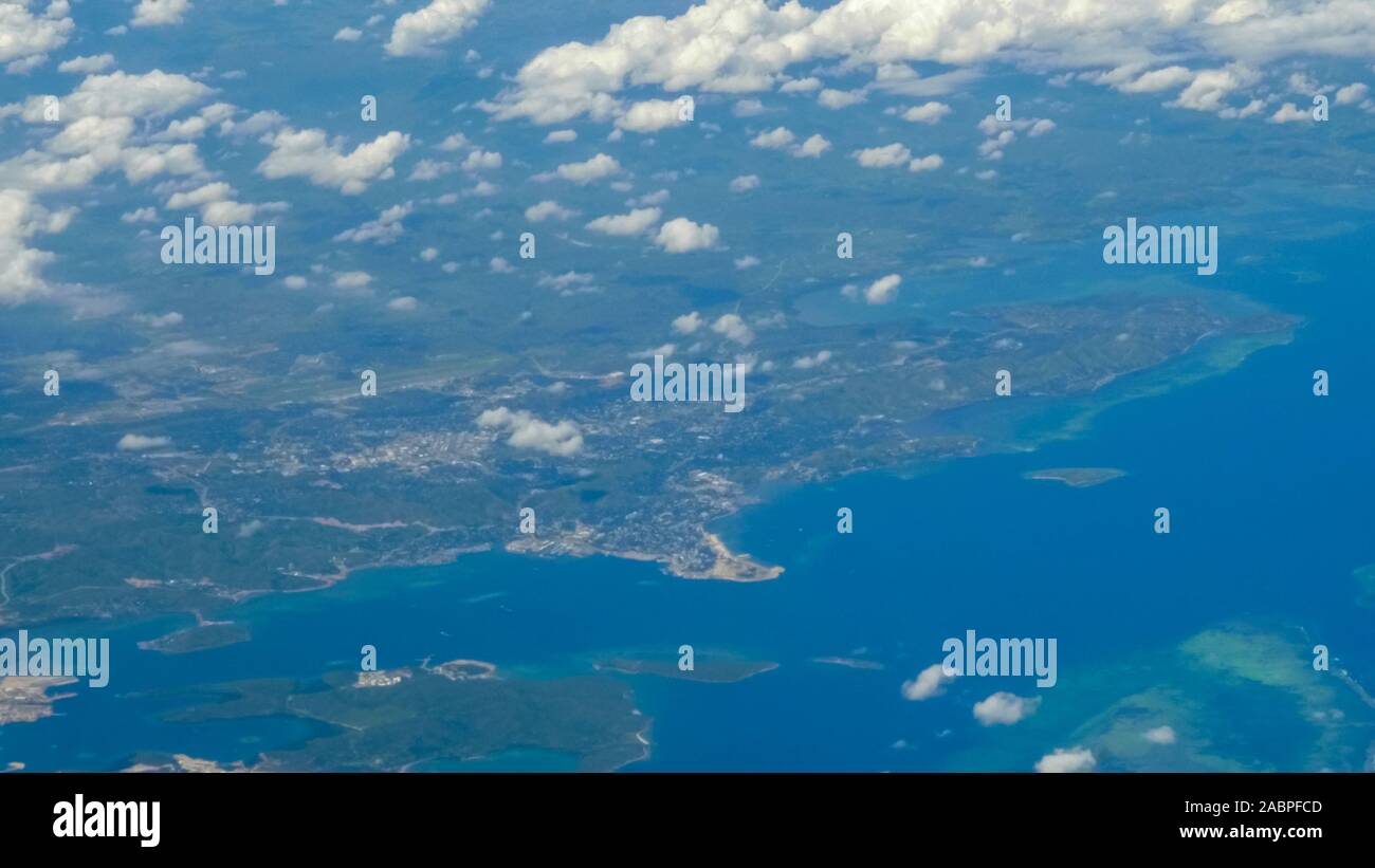 Luftaufnahme von Port Moresby, der Hauptstadt Papua Neu Guinea Stockfoto
