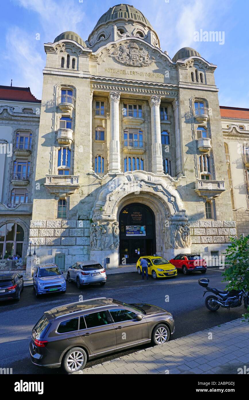 BUDAPEST, UNGARN-28 MAI 2019 - Blick auf das Danubius Hotel Gellert, ein Wahrzeichen Art Nouveau Hotel und Spa in Budapest, Ungarn. Stockfoto