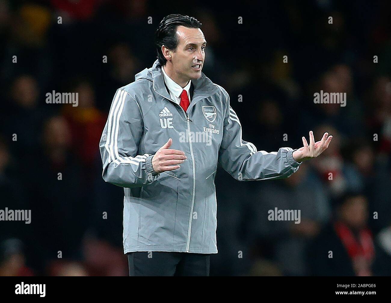 London, Großbritannien. 28 Nov, 2019. LONDON, Großbritannien, 28. NOVEMBER Unai Emery von Arsenal während Europa League Gruppe F zwischen Arsenal und Eintracht Frankfurt im Emirates Stadium, London, England am 28. November 2019. Credit: Aktion Foto Sport/Alamy leben Nachrichten Stockfoto