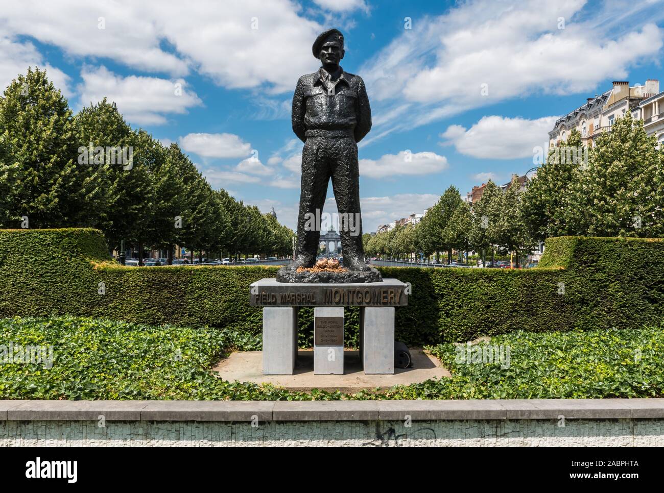 Brüssel/Belgien - 07 03 2019 - Statue von Feldmarschall Montgomery Stockfoto