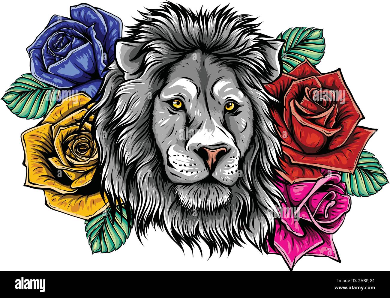 Löwe und blume Ausgeschnittene Stockfotos und -bilder - Alamy