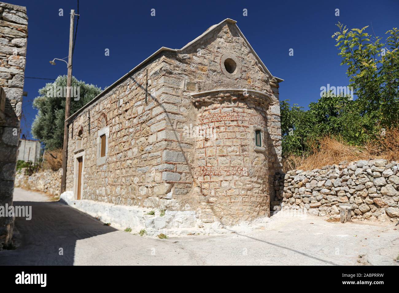 Kirche in Pyrgi Village, Insel Chios, Griechenland Stockfoto