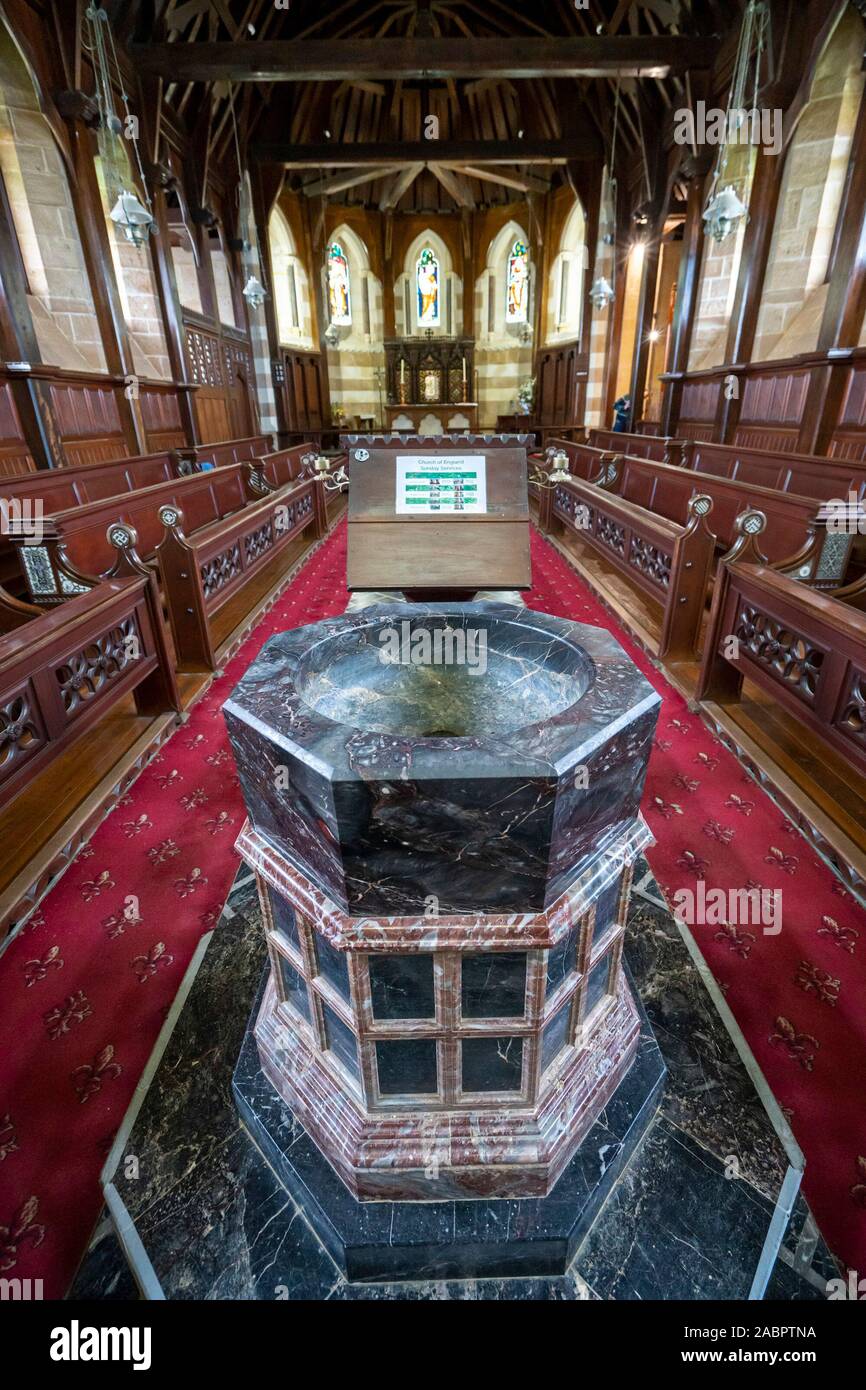 Innenraum des hl. Barnabas Kapelle, nachdem die Mutter Kirche der melanesischen Mission, zwischen 1875 und 1880 gebaut. Norfolk Island, Australien Stockfoto