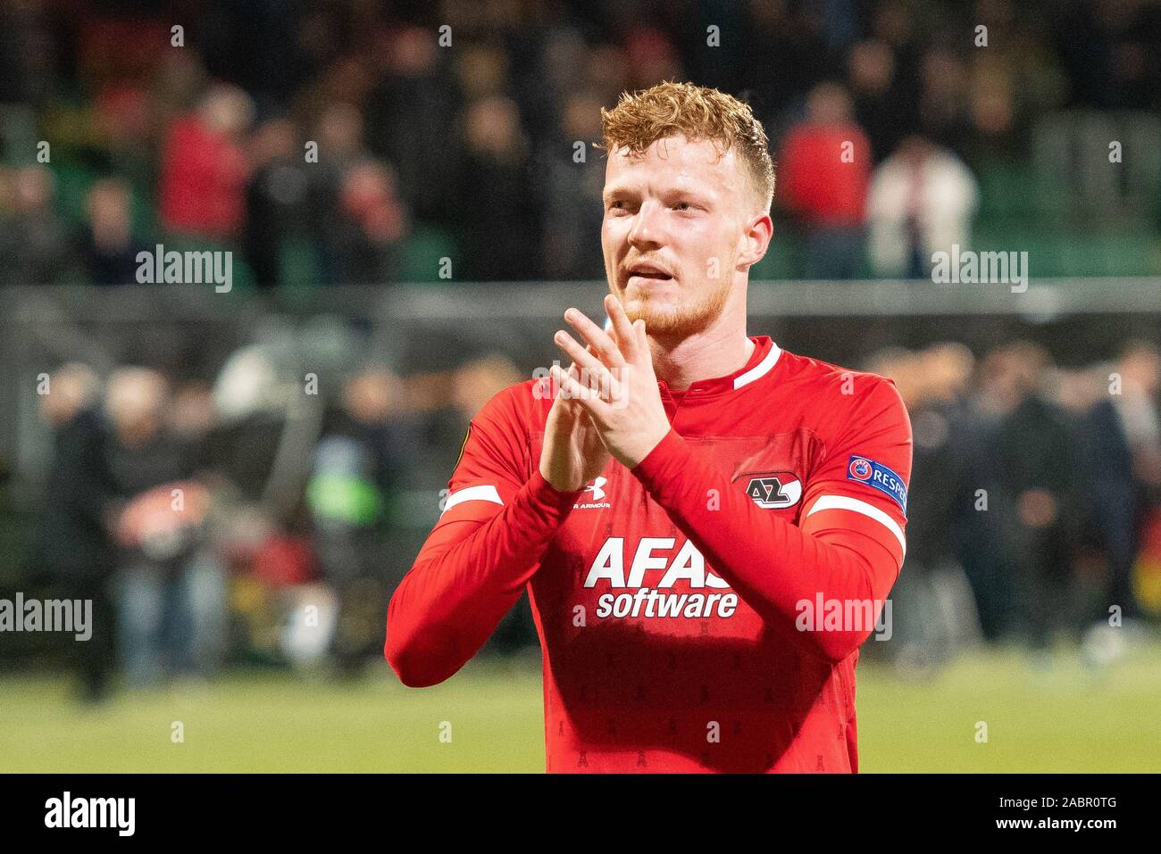 28. november 2019 Den Haag, Niederlande Soccer Europe League AZ / Partizan Belgrado Voetbal Europa League Group Phase Saison 2019-2020 L-R: Ferdy Druijf von AZ Alkmaar Stockfoto