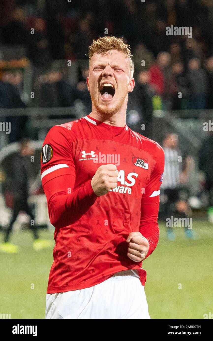 28. november 2019 Den Haag, Niederlande Soccer Europe League AZ / Partizan Belgrado Voetbal Europa League Group Phase Saison 2019-2020 L-R: Ferdy Druijf von AZ Alkmaar Stockfoto